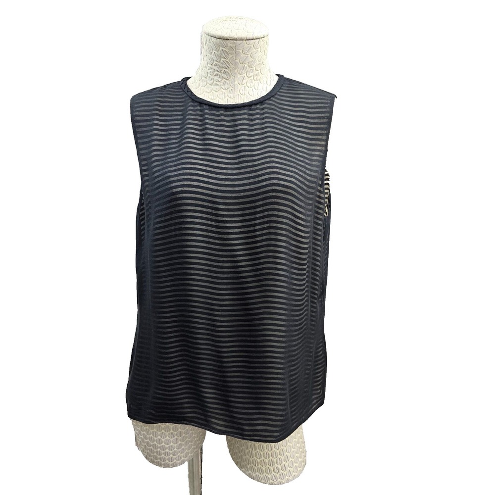 Women's 14 Company Ellen Tracy Black 100% Silk Sleeveless tank Blouse Shirt